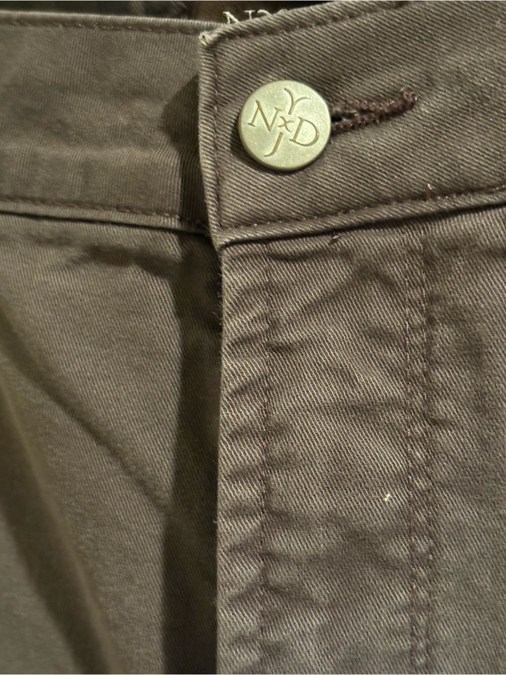 NYDJ Chocolate Brown High-Rise Chinos Pants Size 12 - Picture 2 of 4